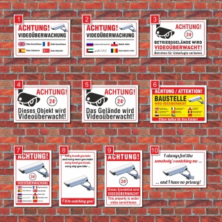 Schild Videoüberwachung Warnung Hinweisschild Videoüberwacht Kamera mehrsprachig