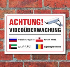 Schild Videoüberwachung mehrsprachig arabisch...