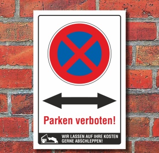 Schild Parken verboten Beide Richtungen Pfeil Halteverbot 3 mm Alu-Verbund 300 x 200 mm