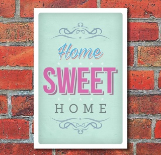 Schild Home sweet home Vintage Retro Shabby Design Geschenk 3 mm Alu-Verbund