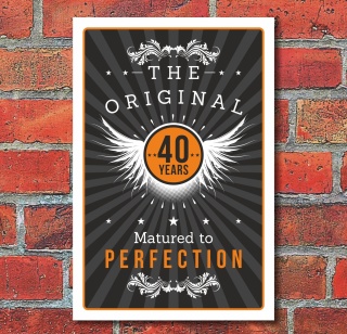 Schild Retro Vintage Geburtstag Geschenk 40er vierzig Perfektion 3mm Alu-Verbund