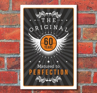 Schild Retro Vintage Geburtstag Geschenk 60er sechzig Perfektion 3mm Alu-Verbund 300 x 200 mm