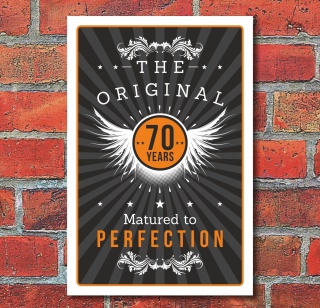 Schild Retro Vintage Geburtstag Geschenk 70er siebzig Perfektion 3mm Alu-Verbund