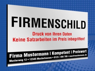 Werbeschild Firmenschild Foto Logo Eigenes Design 3 mm Alu-Verbund 450 x 300 mm