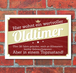 Schild Retro Vintage Geburtstag Geschenk Oldtimer 50 50er fünfzig Alu-Verbund 600 x 400 mm