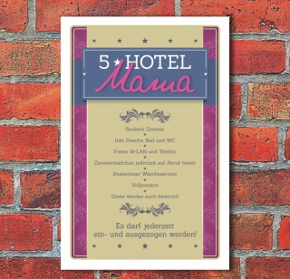 Schild Retro Vintage Geschenk 5 Sterne Hotel Mama Spruch lustig 3 mm Alu-Verbund