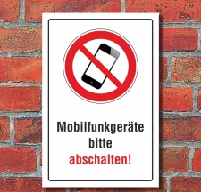 Schild Mobilfunkgeräte abschalten Handy telefonieren verboten Alu-Verbund