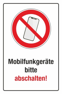 Schild Mobilfunkgeräte abschalten Handy telefonieren verboten Alu-Verbund 300 x 200 mm