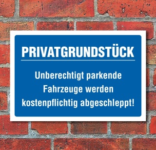 Schild Privatgrundstück Parkverbot parken verboten Halteverbot 3 mm Alu-Verbund