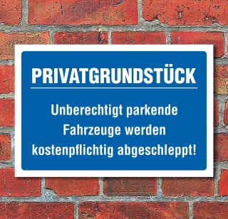 Schild Privatgrundstück Parkverbot parken verboten Halteverbot 3 mm Alu-Verbund 300 x 200 mm