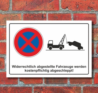 Schild Parkverbot Halteverbot Parken verboten abschleppen Piktogramm Alu-Verbund