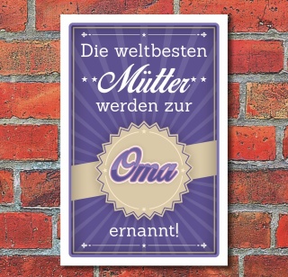 Schild Mütter werden zur Oma befördert Großmutter Mutter Geschenk Alu-Verbund 300 x 200 mm