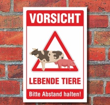 Schild Lebende Tiere Abstand halten Tiertransport...