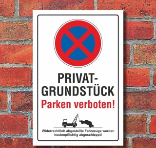 Schild Privatgrundstück Parken verboten Parkverbot Halteverbot 3 mm Alu-Verbund 300 x 200 mm