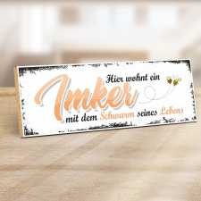 Vintage Shabby Holzschild "Hier wohnt ein Imker mit...