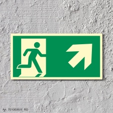 Rechts aufwärts  Aufkleber Nachleuchtend  300 x 150 mm