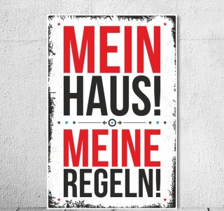 Holzschild Schild Vintage Shabby Nostalgie Dekoschild Mein Haus meine Regeln