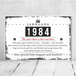 Holzschild Retro Vintage Geburtstag 40 40er vierzig Jahrgang 1984 Geschenk