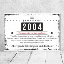 Holzschild Retro Vintage Geburtstag 20 20er zwanzig Jahrgang 2004 Geschenk