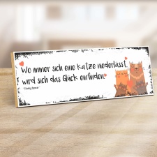 Vintage Shabby Holzschild "Wo immer sich eine Katze...