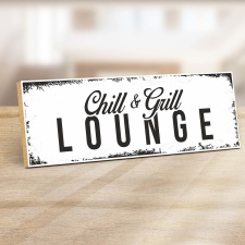 Vintage Shabby Holzschild "Chill and Grill Lounge...