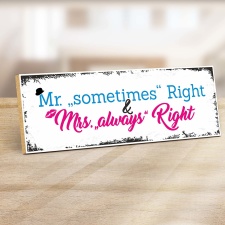 Vintage Shabby Holzschild "Mr Right Mrs always...