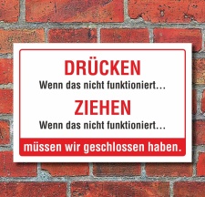Schild Drücken Ziehen Geschlossen Geschäft...