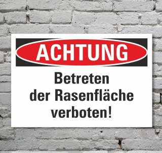 Schild Achtung Betreten der Rasenfläche verboten Hinweisschild 3 mm Alu-Verbund