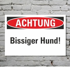 Schild Achtung Vorsicht Bissiger Hund Hinweisschild 3 mm...