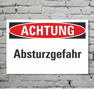 Schild Achtung Absturzgefahr Gefahrenschild Hinweisschild 3 mm Alu-Verbund