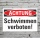 Schild Achtung Baden Schwimmen verboten Hinweisschild 3 mm Alu-Verbund 300 x 200 mm