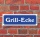 Schild im Straßenschild-Design "Grill-Ecke" 30 x10 cm Alu-Verbund