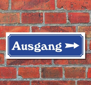 Schild im Straßenschild-Design "Ausgang rechts" 30 x10 cm Alu-Verbund