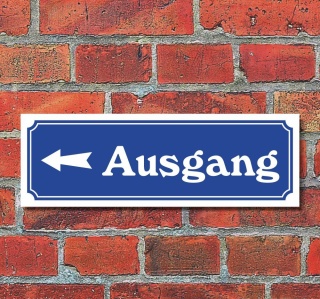 Schild im Straßenschild-Design "Ausgang links" 30 x10 cm Alu-Verbund