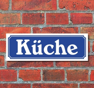 Schild im Straßenschild-Design "Küche" 30 x10 cm Alu-Verbund