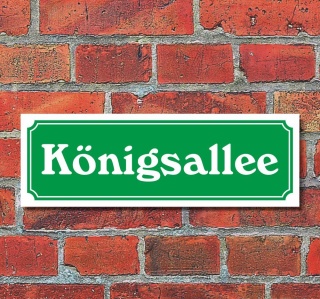 Schild im Straßenschild-Design "Königsallee" 30 x10 cm Alu-Verbund