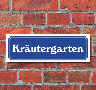 Schild im Straßenschild-Design "Kräutergarten" 30 x10 cm Alu-Verbund