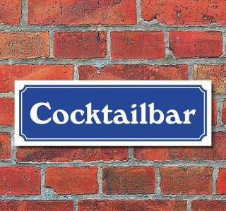 Schild im Straßenschild-Design "Cocktailbar" 30 x10 cm Alu-Verbund