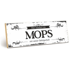 Vintage Shabby Holzschild "Mops " –...