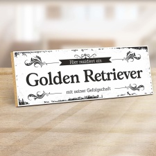 Vintage Shabby Holzschild "Golden Retriever "...