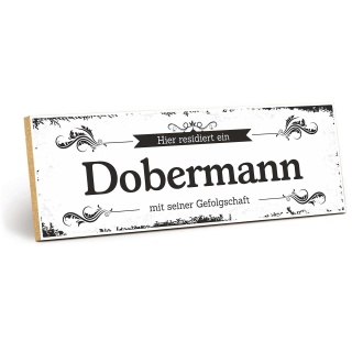 Vintage Shabby Holzschild "Dobermann " – Dekoschild aus Holz 30x10 cm