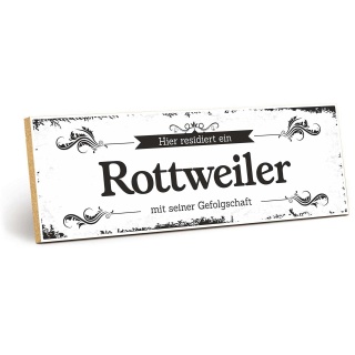 Vintage Shabby Holzschild "Rottweiler " – Dekoschild aus Holz 30x10 cm