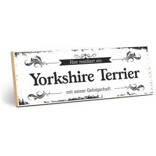 Vintage Shabby Holzschild "Yorkshire Terrier " – Dekoschild aus Holz 30x10 cm