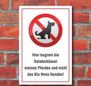 Schild Kein Hundeklo Hundekot Wiese Weide Salatschüssel Pferd 3 mm Alu-Verbund