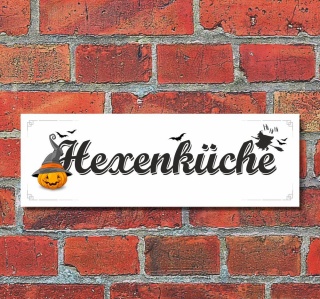 Schild Hexenküche Koch kochen Deko Geschenk Geburtstag - 30x10 cm Alu Verbund