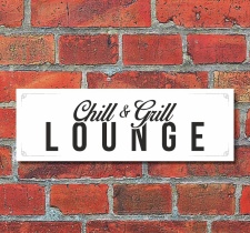 Schild Chill & Grill Lounge Barbecue Grillen Deko...