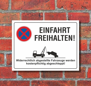 Schild Einfahrt freihalten Parkverbot Halteverbot 200 x 150 mm 3 mm Alu-Verbund