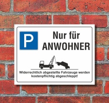 Schild Nur für Anwohner Parkverbot Halteverbot 200 x 150 mm 3 mm Alu-Verbund