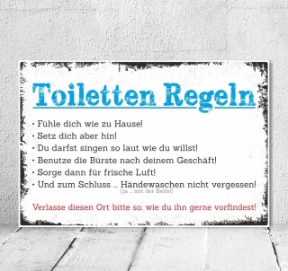 Vintage Shabby Holzschild Dekoschild Toiletten Regeln WC Geburtstag Geschenk