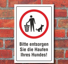 Schild Hundekot entfernen Hundeklo Hundehaufen Haufen...